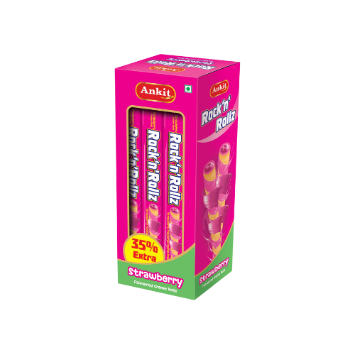 Ankit RocknRollz Strawberry-filled Wafer Rolls
